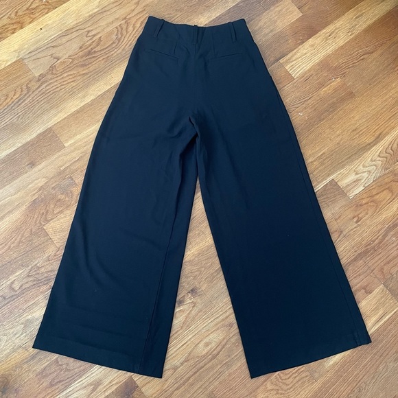 Magaschoni Black Wide Leg Pleated Palazzo Trousers - 4 Tall - Picture 3 of 5